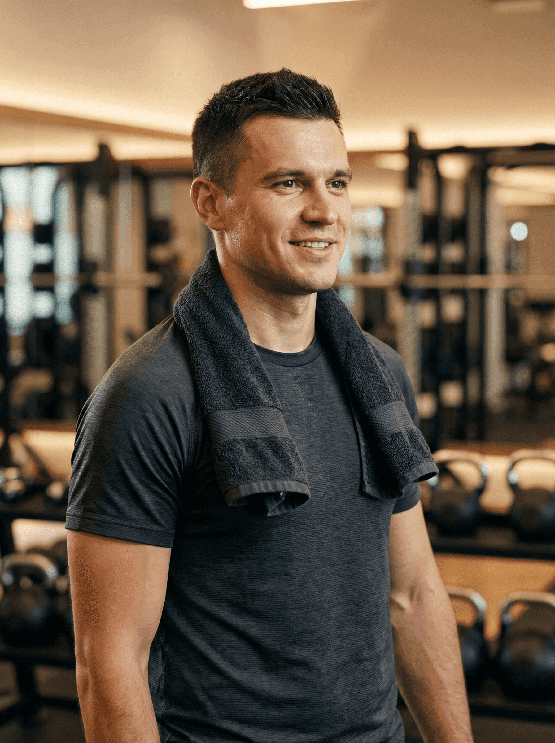 Спортивний чоловік після тренування у залі